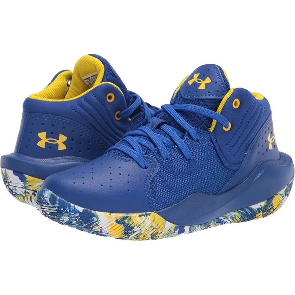Under Armour Kids PS Jet 21 Blue and Yellow Athletic Shoes Sneakers 2.5